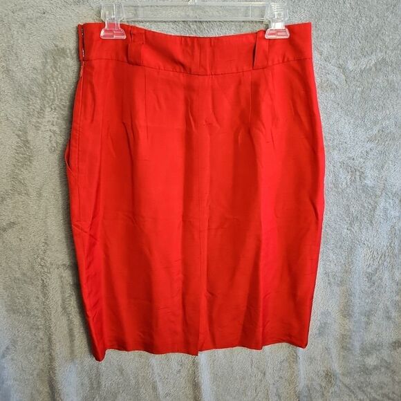 Linda Allard Ellen Tracy silk pencil skirt Red Sz 12 Lined side zip Vintage - Picture 6 of 16